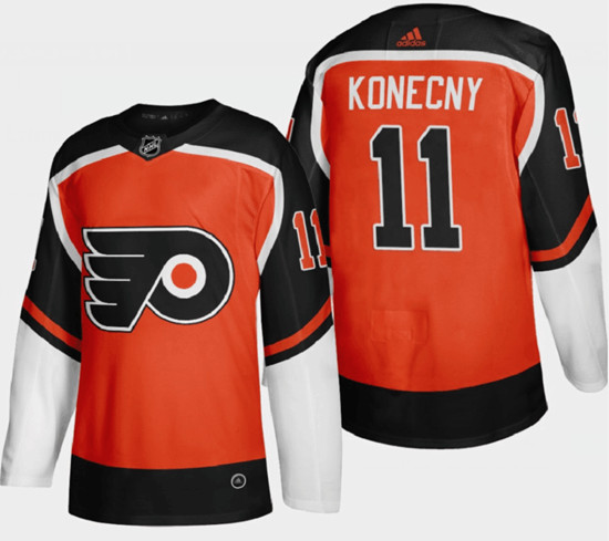 Philadelphia Flyers #11 Travis Konecny 2021 Orange Reverse Retro Stitched Jersey