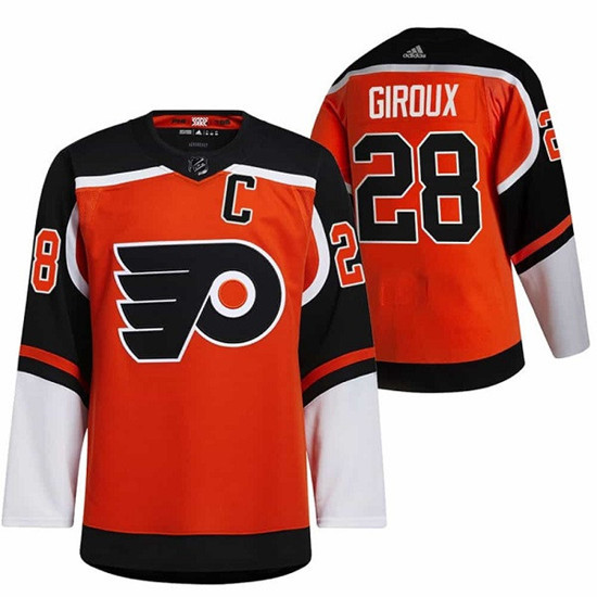 Philadelphia Flyers #28 Claude Giroux 2021 Orange Reverse Retro Stitched Jersey