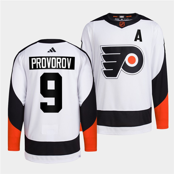 Philadelphia Flyers #9 Ivan Provorov White 2022 Reverse Retro Stitched Jersey