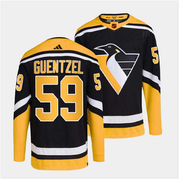 Pittsburgh Penguins #59 Jake Guentzel Black 2022 Reverse Retro Stitched Jersey