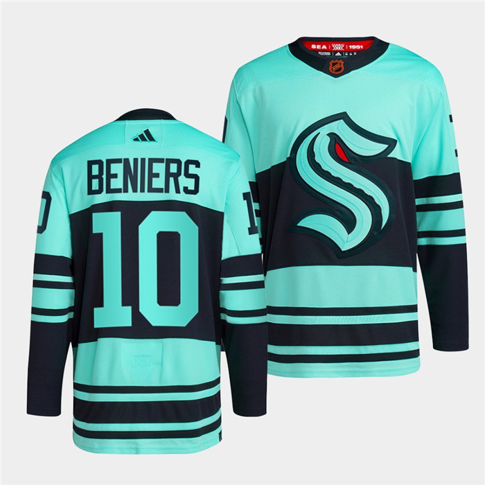 Seattle Kraken #10 Matty Beniers Ice Blue 2022-23 Reverse Retro Stitched Jersey