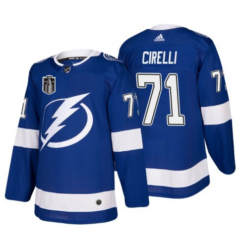 Tampa Bay Lightning #71 Anthony Cirelli 2022 Blue Stanley Cup Final Patch Stitched Jersey
