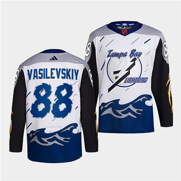 Tampa Bay Lightning #88 Andrei Vasilevskiy White 2022 Reverse Retro Stitched Jersey
