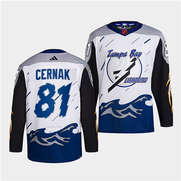 Tampa Bay Lightning #81 Erik Cernak White 2022 Reverse Retro Stitched Jersey