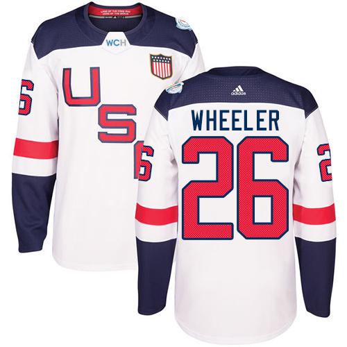 Team USA #26 Blake Wheeler White 2016 World Cup Stitched Jersey