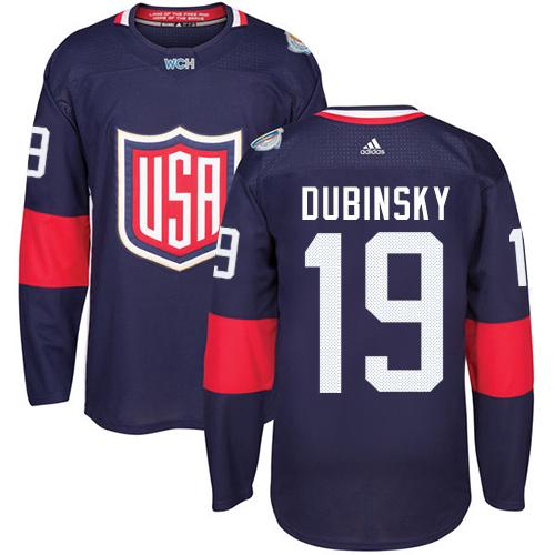 Team USA #19 Brandon Dubinsky Navy Blue 2016 World Cup Stitched Jersey