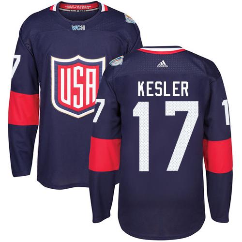 Team USA #17 Ryan Kesler Navy Blue 2016 World Cup Stitched Jersey