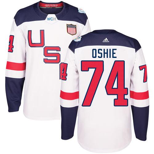 Team USA #74 T. J. Oshie White 2016 World Cup Stitched Jersey