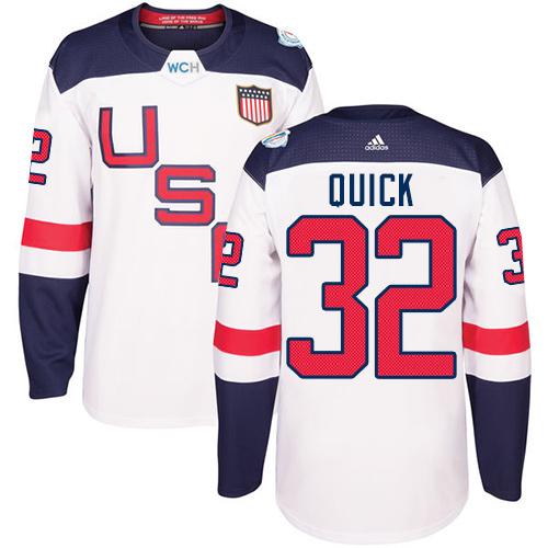 Team USA #32 Jonathan Quick White 2016 World Cup Stitched Jersey