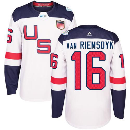 Team USA #16 James Van Riemsdyk White 2016 World Cup Stitched Jersey