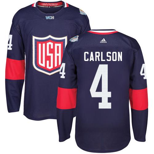 Team USA #4 John Carlson Navy Blue 2016 World Cup Stitched Jersey