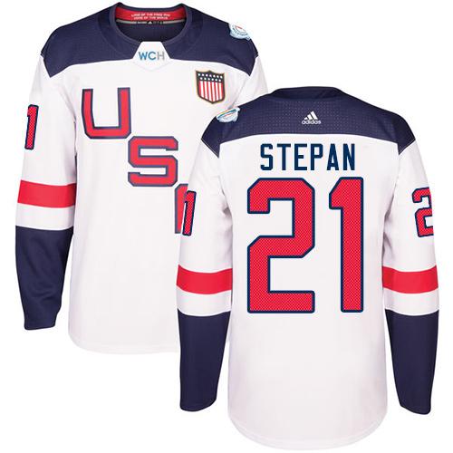 Team USA #21 Derek Stepan White 2016 World Cup Stitched Jersey
