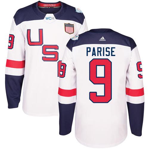 Team USA #9 Zach Parise White 2016 World Cup Stitched Jersey