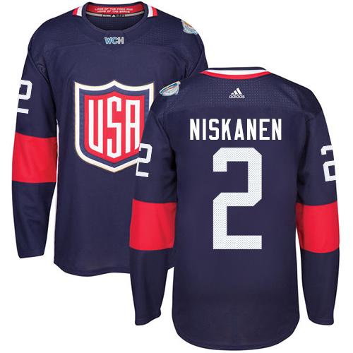 Team USA #2 Matt Niskanen Navy Blue 2016 World Cup Stitched Jersey