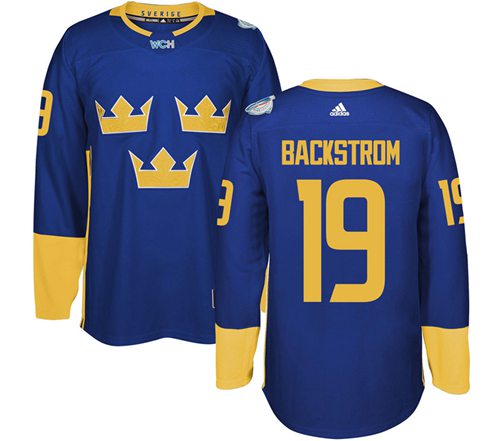 Team Sweden #19 Nicklas Backstrom Blue 2016 World Cup Stitched Jersey
