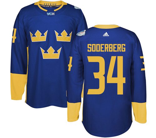 Team Sweden #34 Carl Soderberg Blue 2016 World Cup Stitched Jersey
