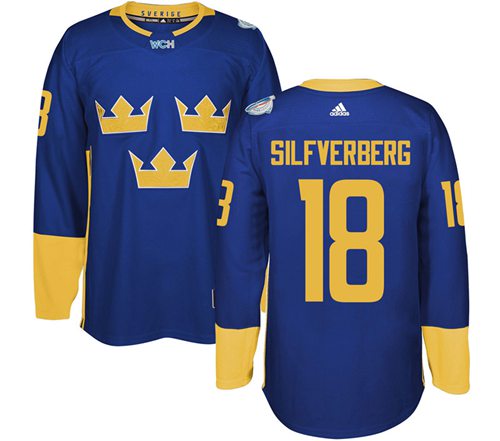 Team Sweden #18 Jakob Silfverberg Blue 2016 World Cup Stitched Jersey