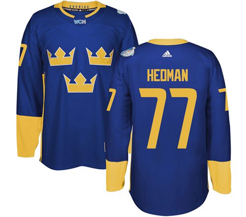 Team Sweden #77 Victor Hedman Blue 2016 World Cup Stitched Jersey