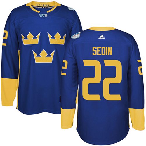 Team Sweden #22 Daniel Sedin Blue 2016 World Cup Stitched Jersey