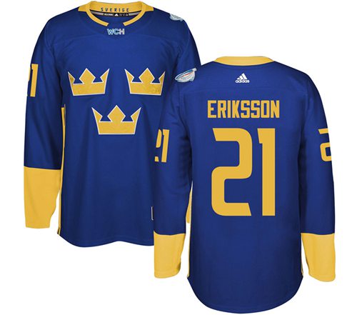 Team Sweden #21 Loui Eriksson Blue 2016 World Cup Stitched Jersey