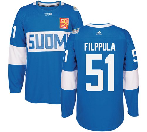 Team Finland #51 Valtteri Filppula Blue 2016 World Cup Stitched Jersey