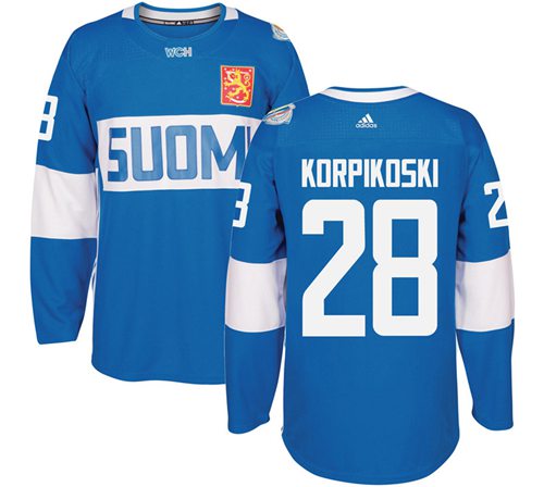 Team Finland #28 Lauri Korpikoski Blue 2016 World Cup Stitched Jersey