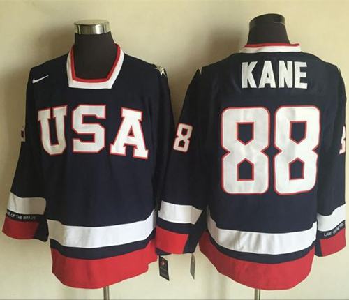 Team USA #88 Patrick Kane Navy Blue 2010 Olympic 1960 Throwback Stitched Jersey
