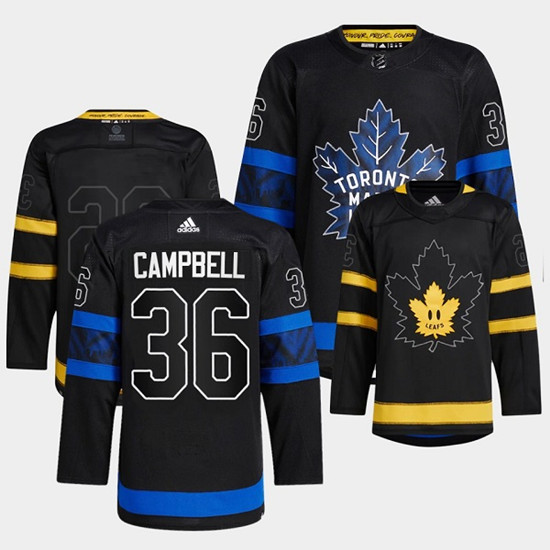 Toronto Maple Leafs Black #36 Jack Campbell Alternate Premier Breakaway Reversible Stitched Jersey