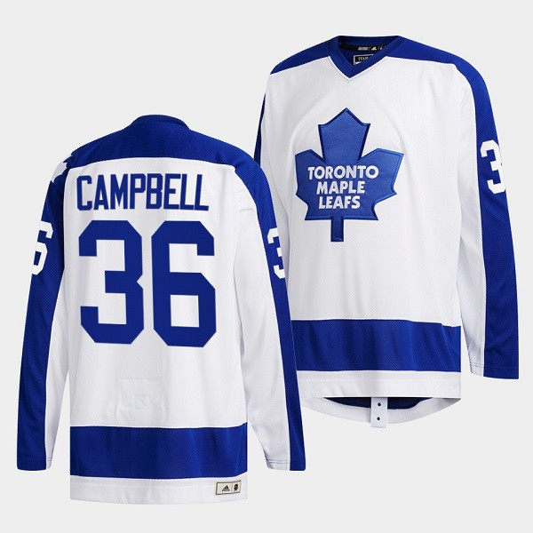 Toronto Maple Leafs #36 Jack Campbell White Classics Primary Logo Stitched Jersey