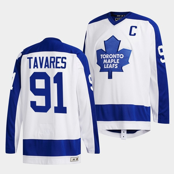 Toronto Maple Leafs #91 John Tavares White Classics Primary Logo Stitched Jersey