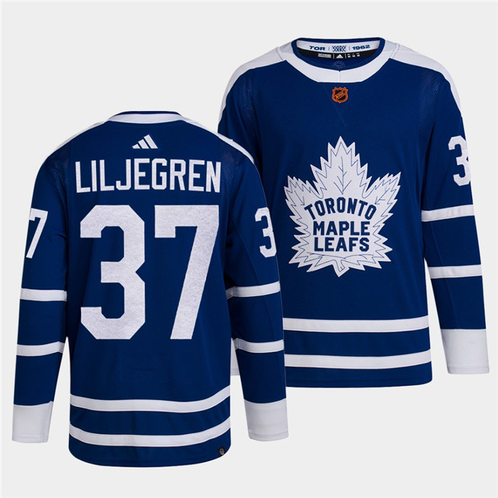 Toronto Maple Leafs Black #37 Timothy Liljegren Blue 2022 Reverse Retro Stitched Jersey