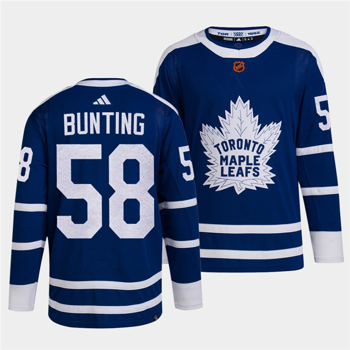 Toronto Maple Leafs Black #58 Michael Bunting Blue 2022 Reverse Retro Stitched Jersey