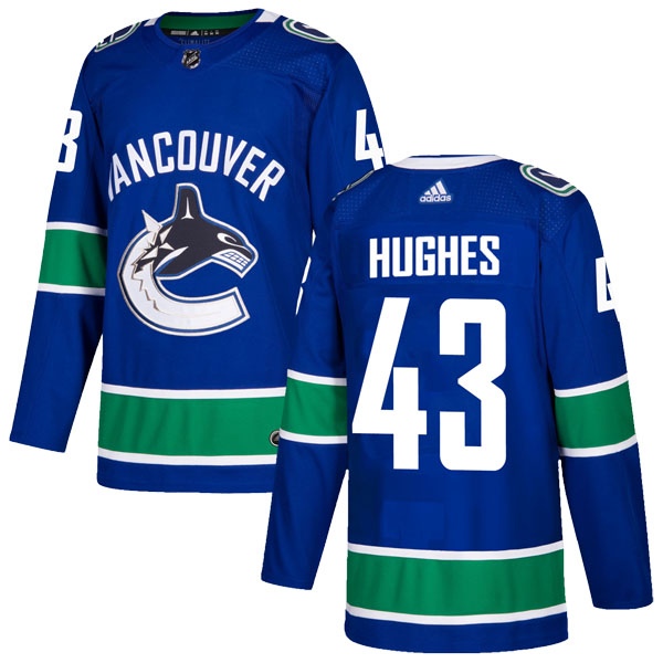 Vancouver Canucks #43 Quinn Hughes Blue Stitched Adidas Jersey