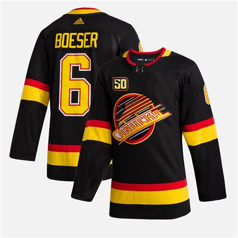 Vancouver Canucks #6 Brock Boeser 50th Anniversary Black Stitched Jersey
