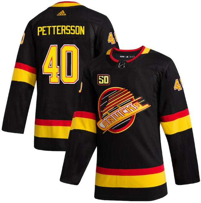 Vancouver Canucks #40 Elias Pettersson 50th Anniversary Black Stitched Jersey