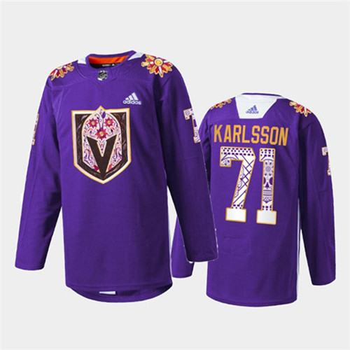 Vegas Golden Knights #71 William Karlsson Purple Hispanic Heritage Warmup Stitched Jersey