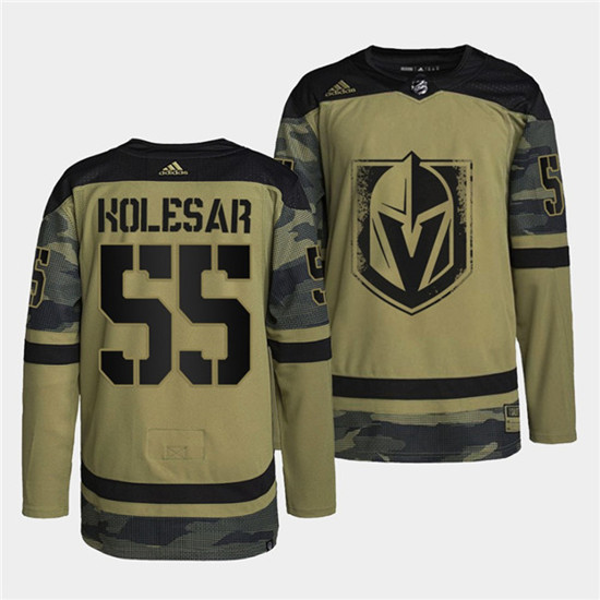 Vegas Golden Knights #55 Keegan Kolesar 2022 Camo Military Appreciation Night Stitched Jersey