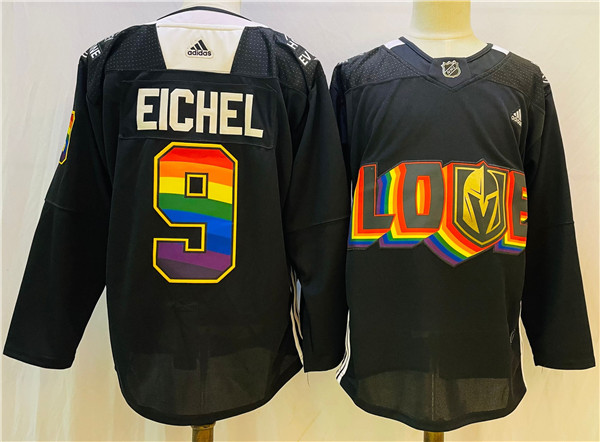 Vegas Golden Knights #9 Jack Eichel 2022 Black Pride Night Stitched Jersey