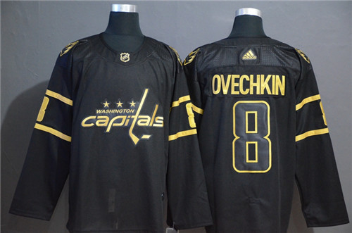 Washington Capitals #8 Alex Ovechkin Black Golden Stitched Jersey