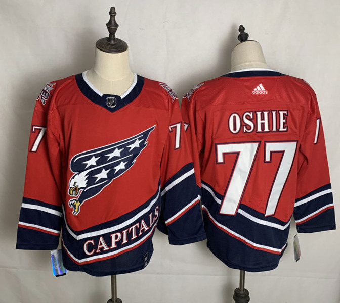 Washington Capitals #77 T.J. Oshie 2021 Red Reverse Retro Stitched Jersey
