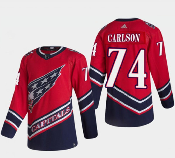 Washington Capitals #74 John Carlson 2021 Red Reverse Retro Stitched Jersey