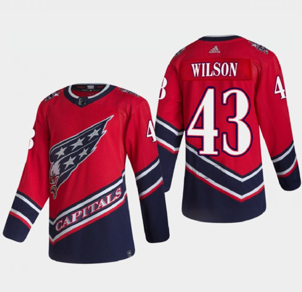 Washington Capitals #43 Tom Wilson 2021 Red Reverse Retro Stitched Jersey