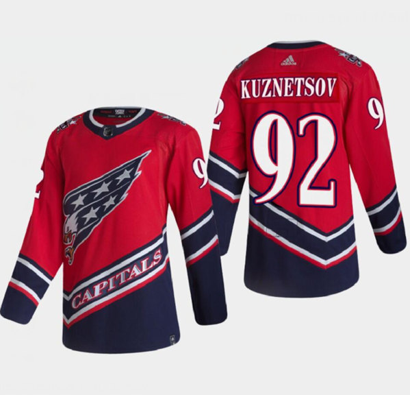 Washington Capitals #92 Evgeny Kuznetsov 2021 Red Reverse Retro Stitched Jersey