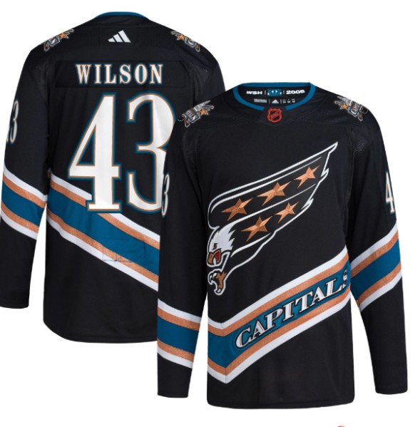 Washington Capitals #43 Tom Wilson Black 2022-23 Reverse Retro Stitched Jersey