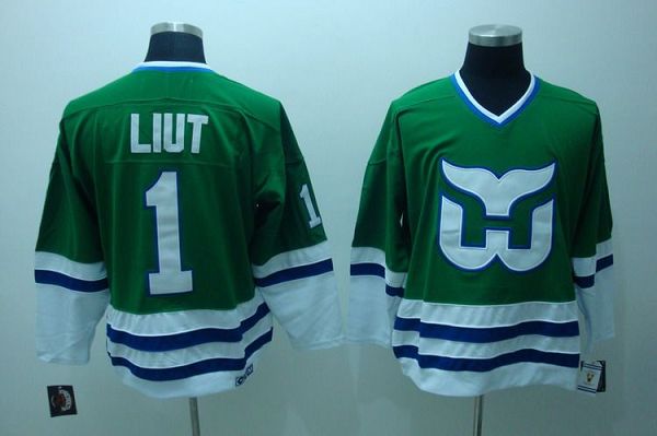 Whalers #1 Mike Liut Stitched CCM Throwback Green Jersey