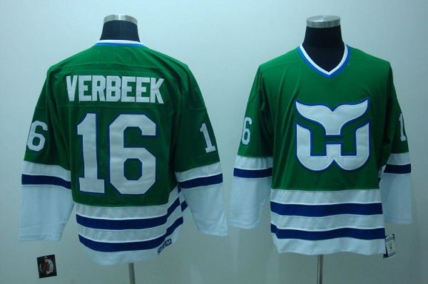 Whalers #16 Patrick Verbeek Stitched CCM Throwback Green Jersey