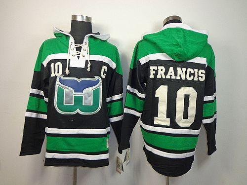 Whalers #10 Ron Francis Green Black Sawyer Hooded Sweatshirt Stitched Jersey