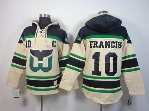 Whalers #10 Ron Francis Cream Sawyer Hooded Sweatshirt Stitched Jersey