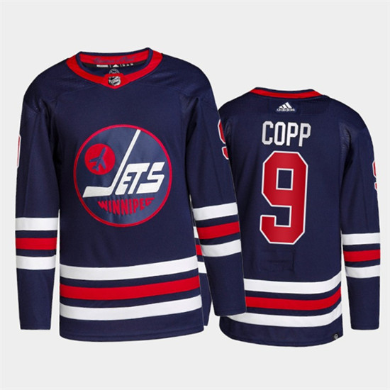 Winnipeg Jets #9 Andrew Copp 2021 22 Navy Stitched Jersey
