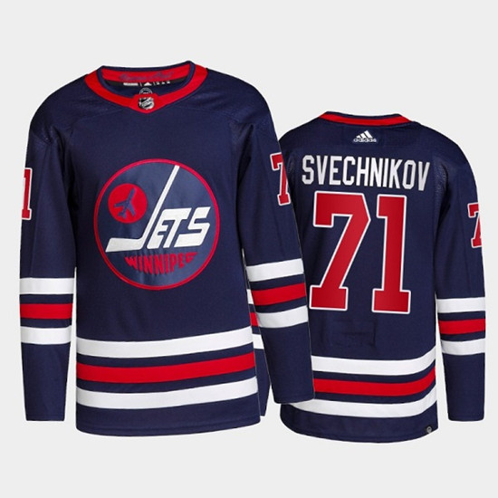 Winnipeg Jets #71 Evgeny Svechnikov 2021 22 Navy Stitched Jersey